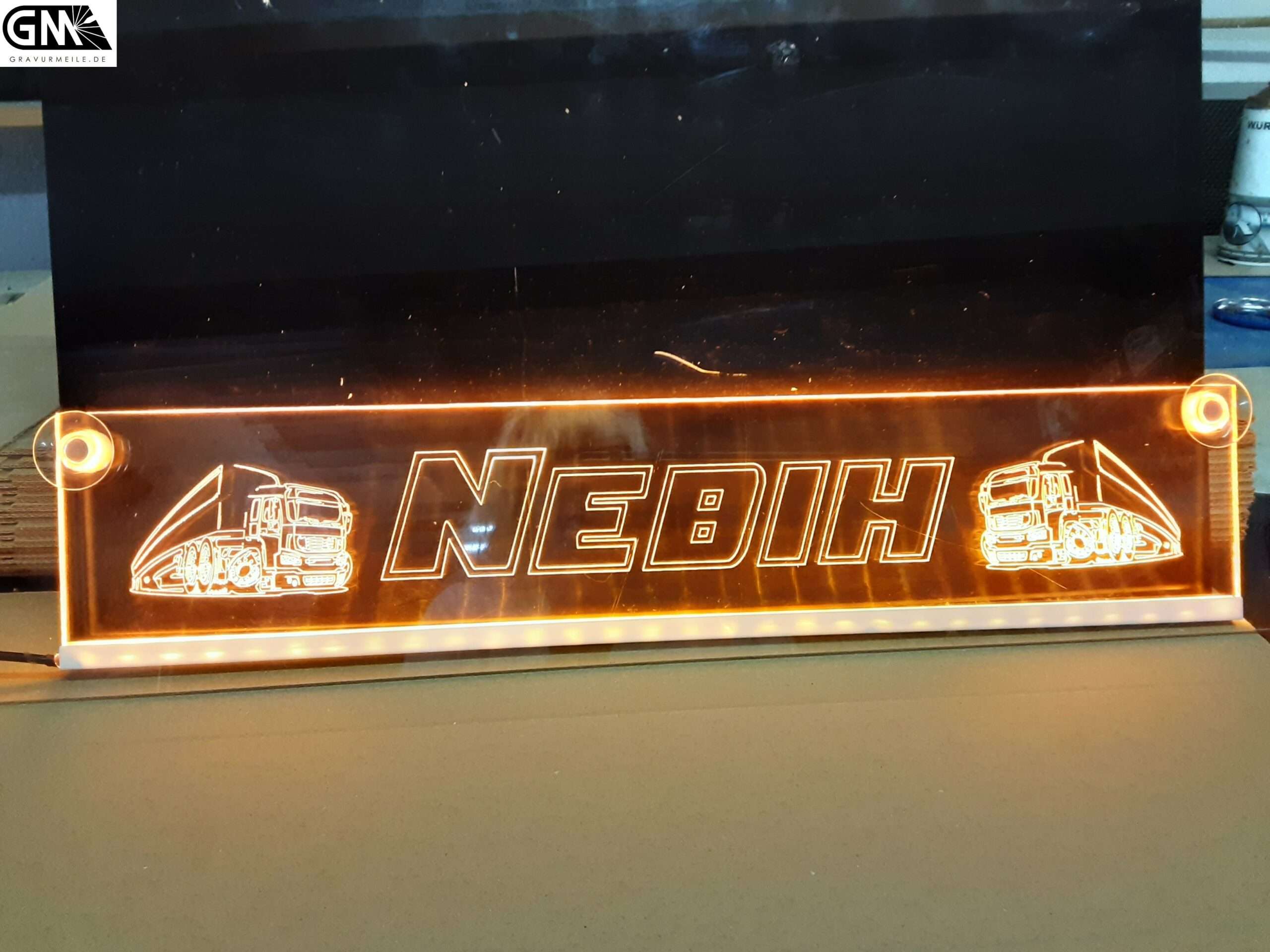 LED Truckerschild / LKW Namensschild Nebih - Gravurmeile %