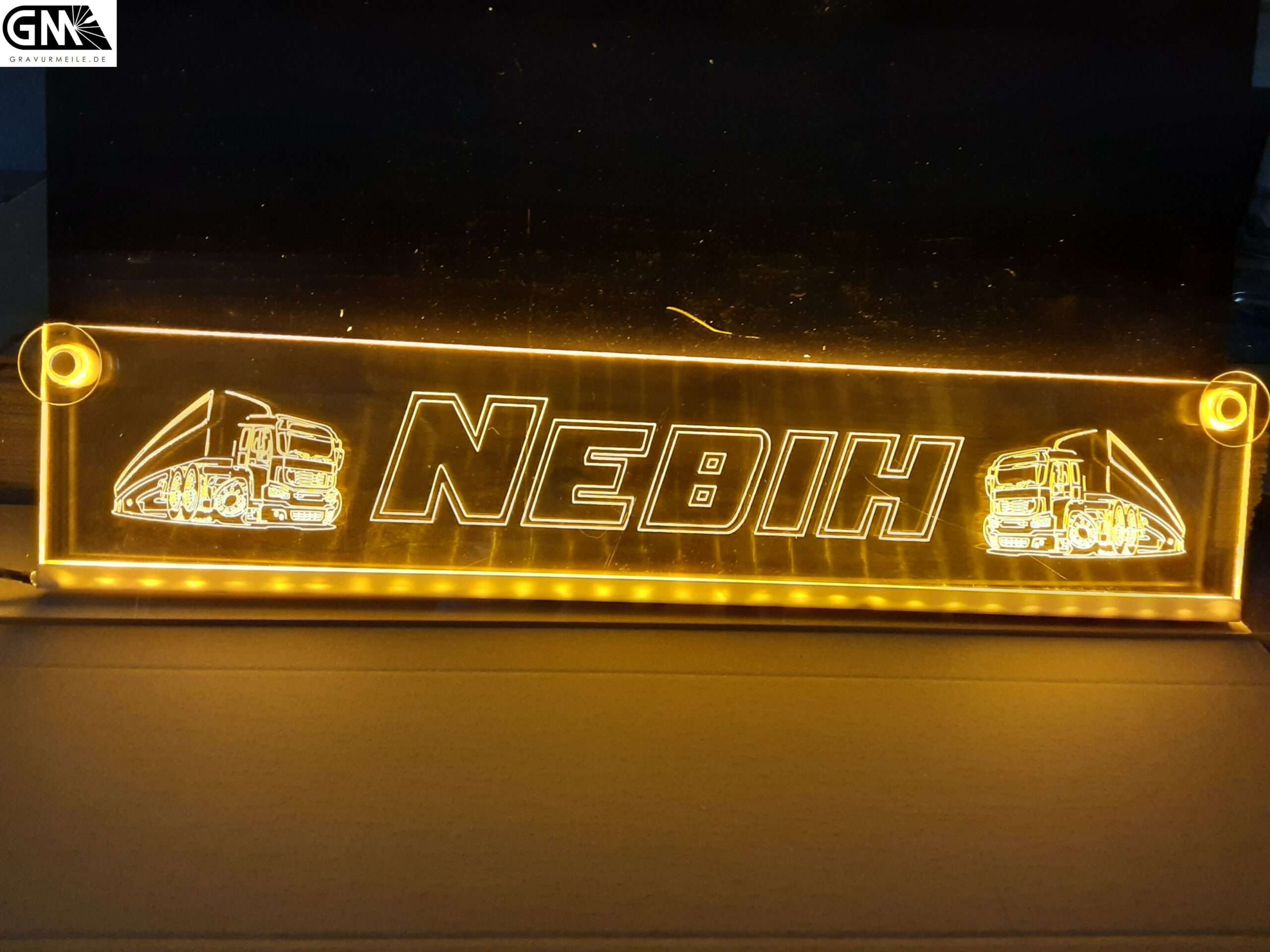 LED Truckerschild / LKW Namensschild Nebih - Gravurmeile %